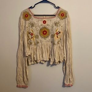 Free People Floral Embroidered Top